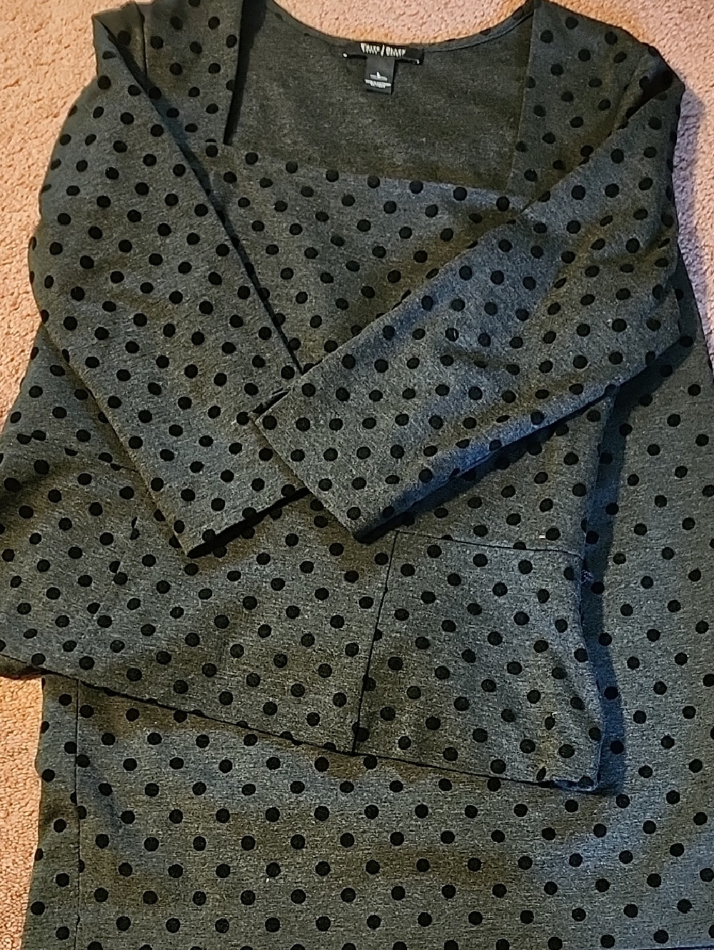 White House Black Market Gray Polka Dot Top
